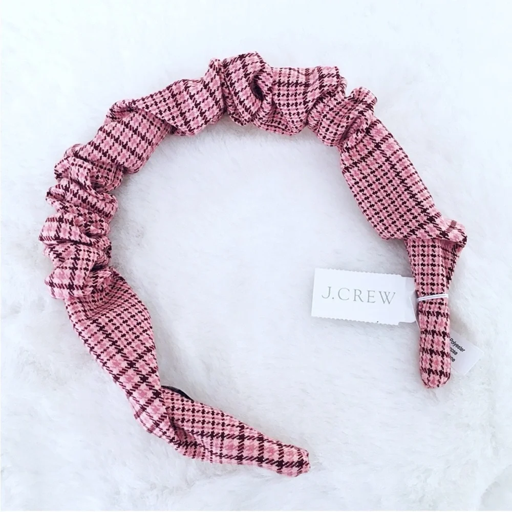 J. Crew Pink Plaid Checkered Scrunchie Women’s Headband